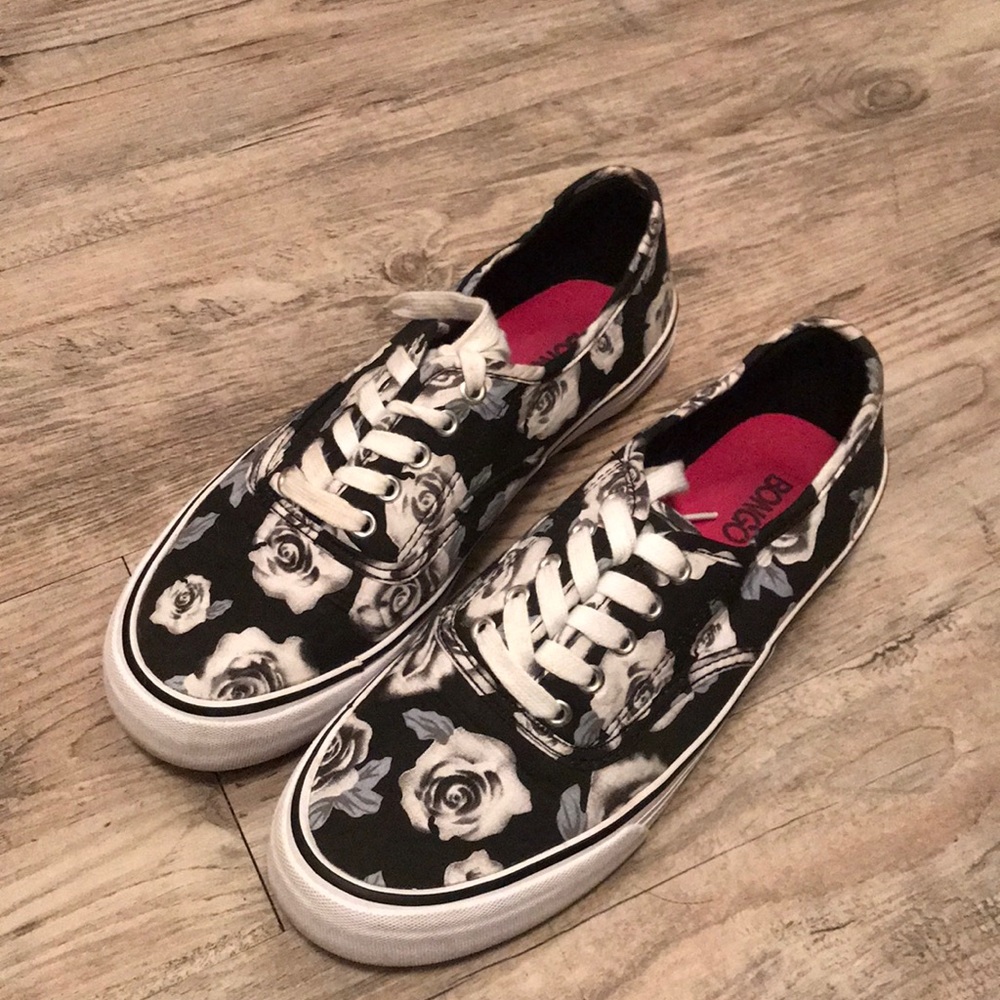 Black and White Rosette Shoes